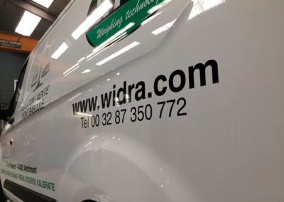 Lettrage de camionnettes pour la société WIDRA
