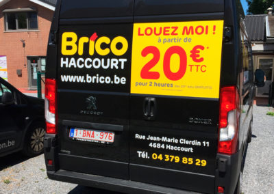 Lettrage de camionnette pour le Brico de Haccourt